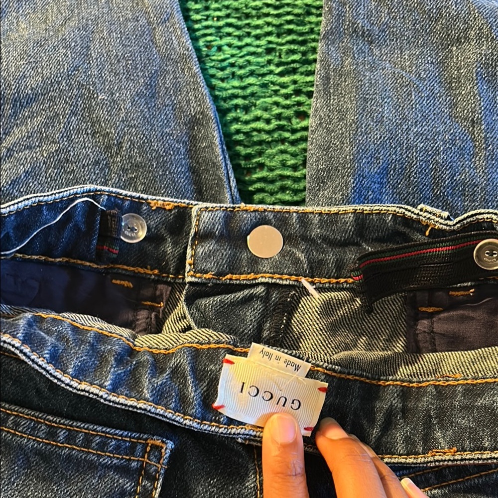 Gucci Blue Jeans with Red Heart Accent - Picture 14 of 16